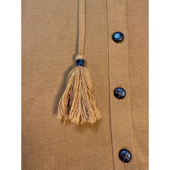 Patricia Nash Boho Button Hooded Cape Poncho Coat Jacket Tassels Flowy OS Brown - Picture 6 of 11